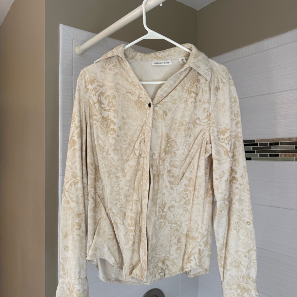 Coldwater Creek Beige Patterned Blouse